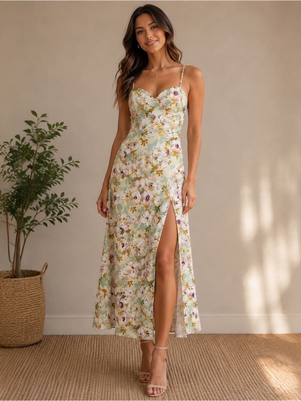 Rumor Boutique Floral Midi Dress Sz UK8/US4/S